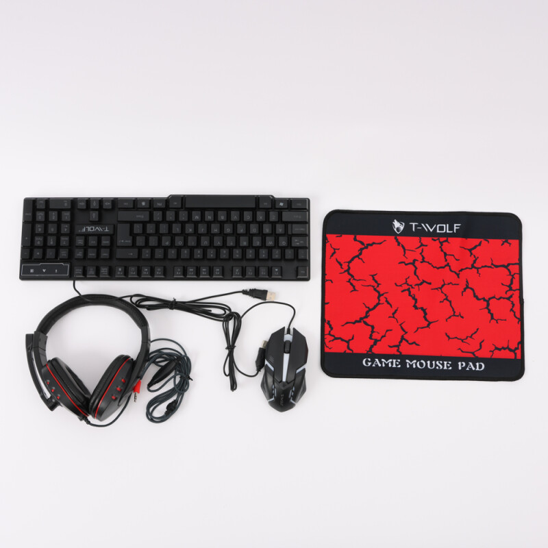 Combo gamer mouse, teclado, auriculares y paño TWOLF TF800 10 Combo gamer mouse, teclado, auriculares y paño TWOLF TF800 10