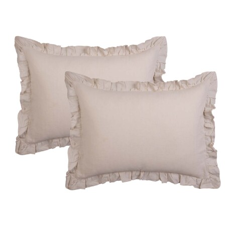 SET FUNDAS ALMOHADA LINO-Y-ALGODON NATURAL-BEIGE LINEN COTTON VOLADO ARENA