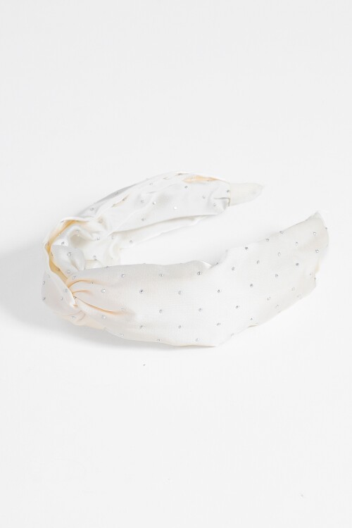 Vincha rígida de tela con brillos amarillo