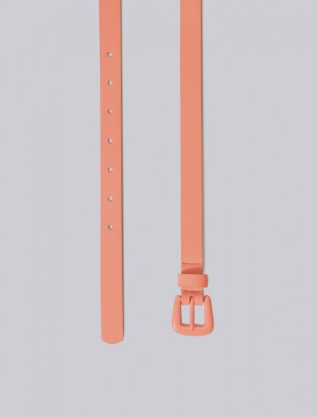 CINTURON FINO CON HEBILLA METÁLICA NARANJA