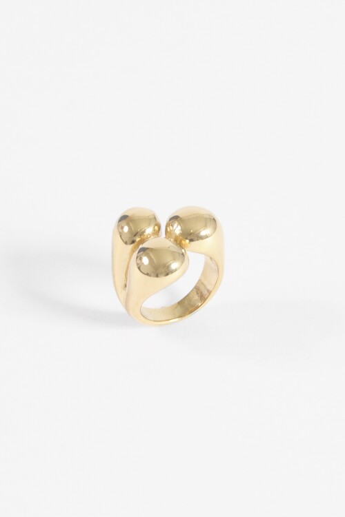 Anillo irregular ajustable acero dorado