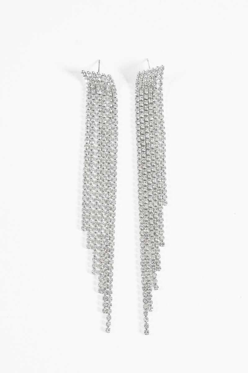 Caravanas party strass larga plateado