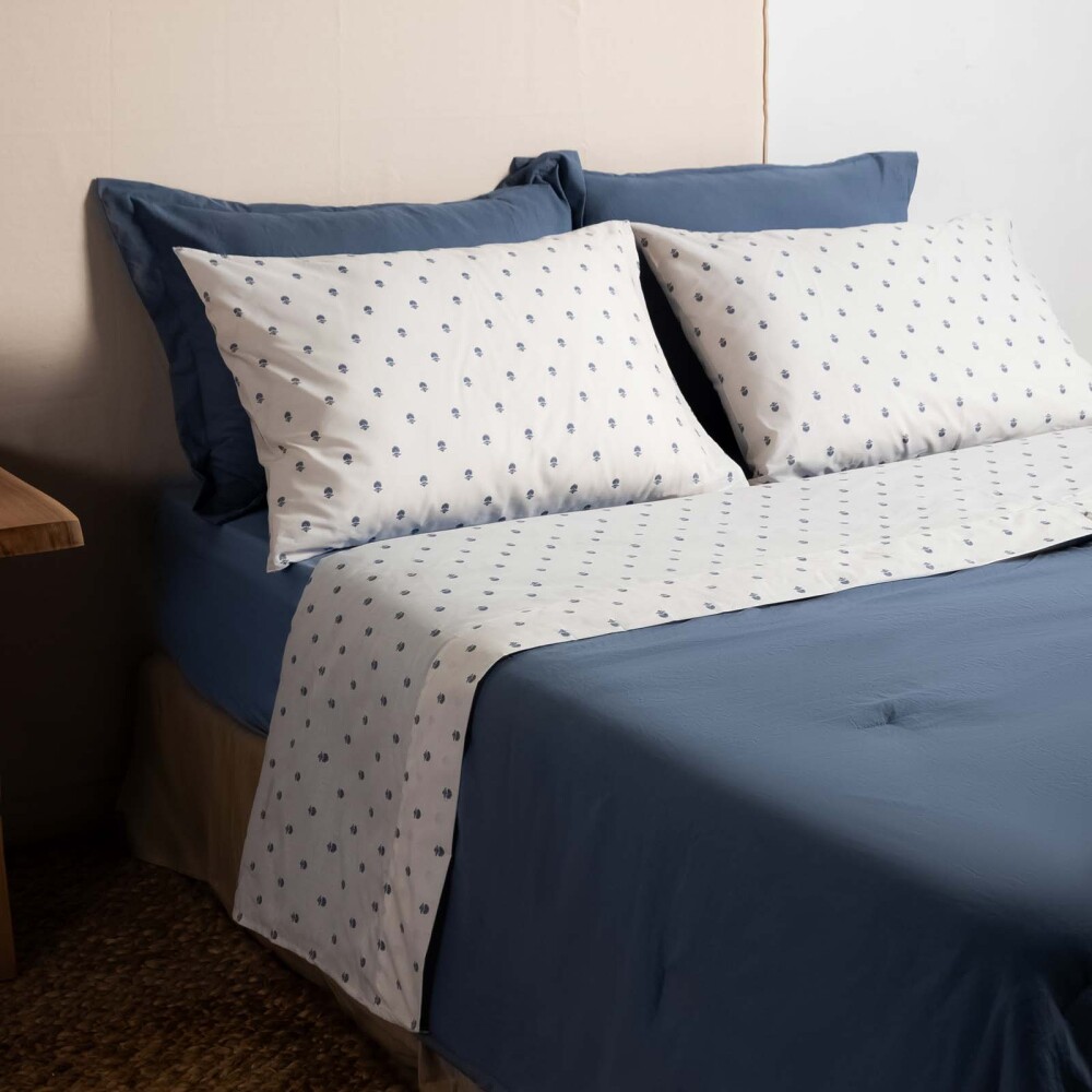 JUEGO SÁBANAS QUEEN ALGODON-Y-POLIESTER ROSA IRIS