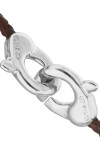 PULSERA DE CUERO MARRÓN CON MOSQUETÓN ENTRELAZADO BAÑADO EN PLATA Pulsera