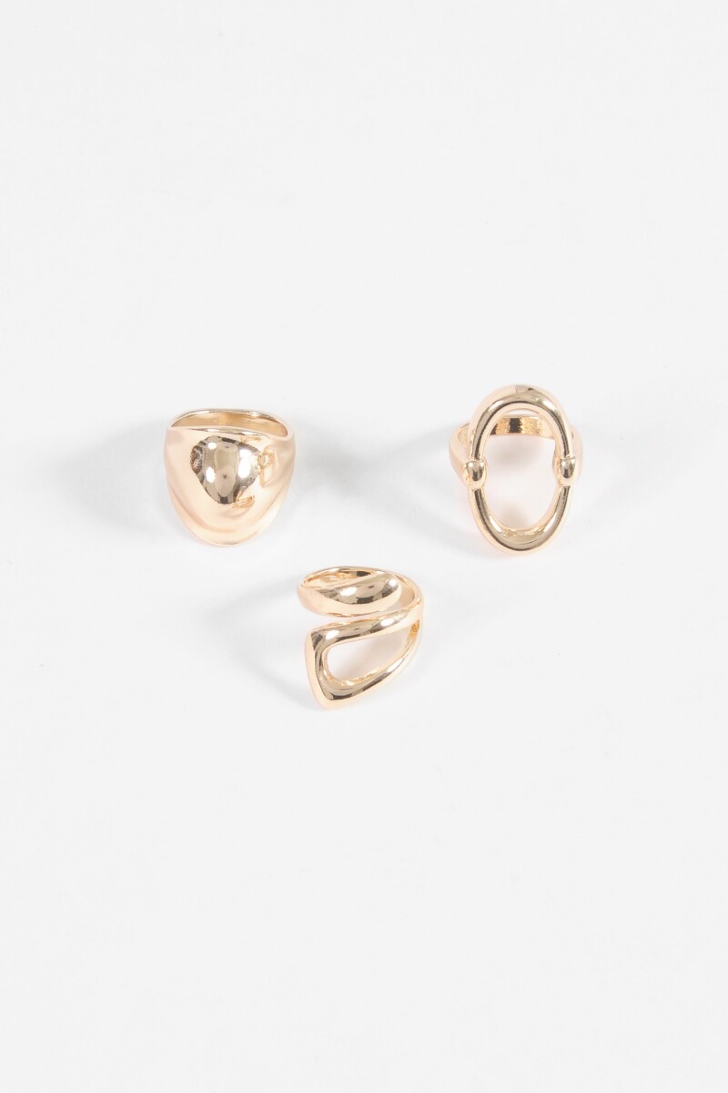 Set de anillos bold dorado