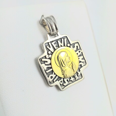 Cruz de plata 925 y double en oro 18 ktes, VIRGEN NIÑA. Cruz de plata 925 y double en oro 18 ktes, VIRGEN NIÑA.