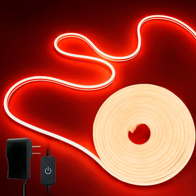 Kit Completo Cinta Tira Led Neon Flexible 5 Metros Roja Kit Completo Cinta Tira Led Neon Flexible 5 Metros Roja