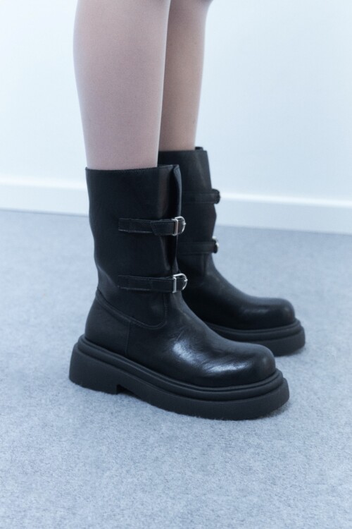 Botas doble hebilla negro