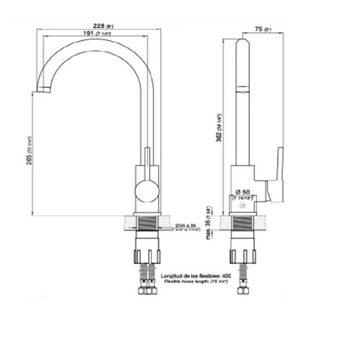 Griferia De Cocina Monocomando Linea Lilo Fv Cromo 000
