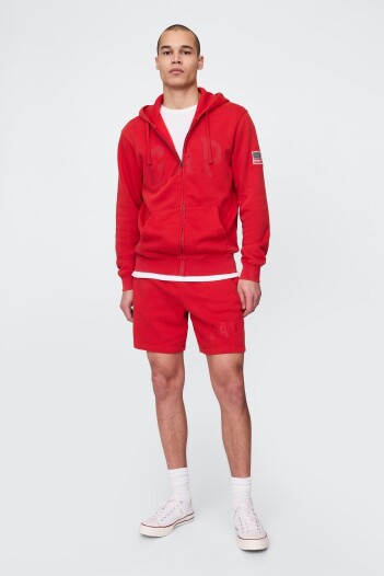 Short Sin Felpa Logo Gap Hombre Modern Red