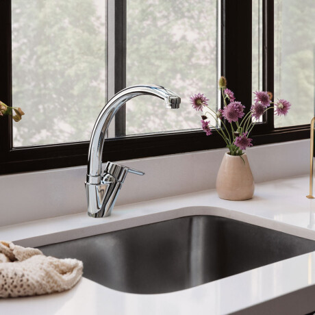 Griferia De Cocina Monocomando Linea Puelo Fv Pico Alto Cromo 000