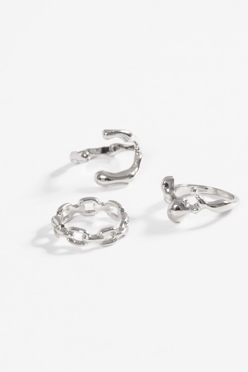 Set de anillos wavy plateado