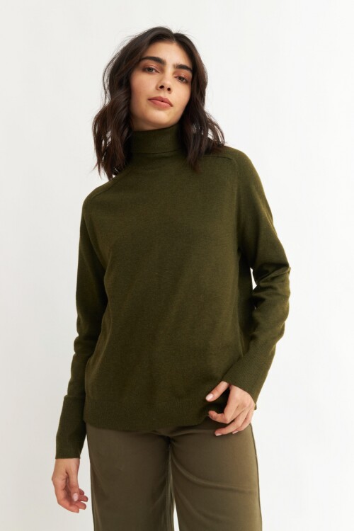 Sweater cuello rompeviento VERDE OLIVA