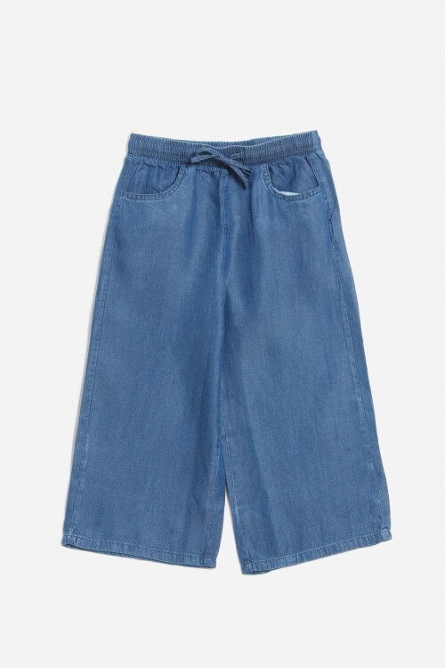 Palazzo denim AZUL OSCURO