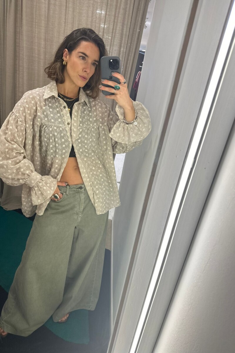 Camisa Gaia Beige Broderie