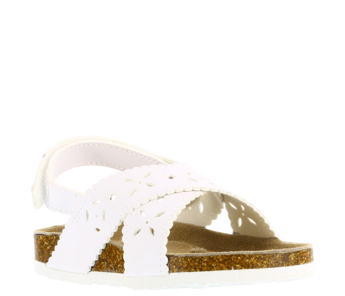 Sandalia de Niña Mini Miss Carol CROPS con diseño calado y velcro Blanco