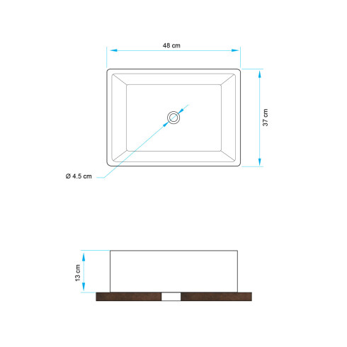 Bacha Rectangular De Loza Blanca Para Apoyar 48X37X13 No Incluye Valvula 000