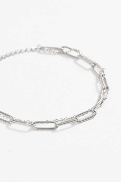 Pulsera de acero doble cadena plateado