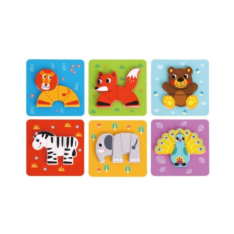 Tooky Toy 6 in 1 Mini Puzzle de Animales 34 pzs Tooky Toy 6 in 1 Mini Puzzle de Animales 34 pzs
