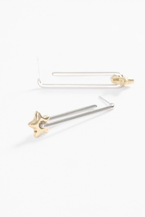 Aros acero pendiente estrella multicolor