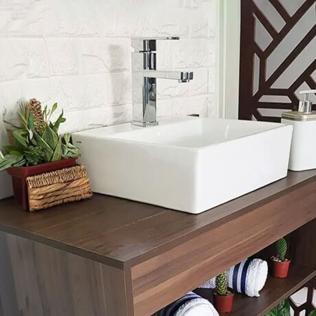 Bacha Rectangular De Apoyo Y/O Colgar Blanca Brillo 33,5X29X11,5 Con 1 Agujero Para Monocomando 000