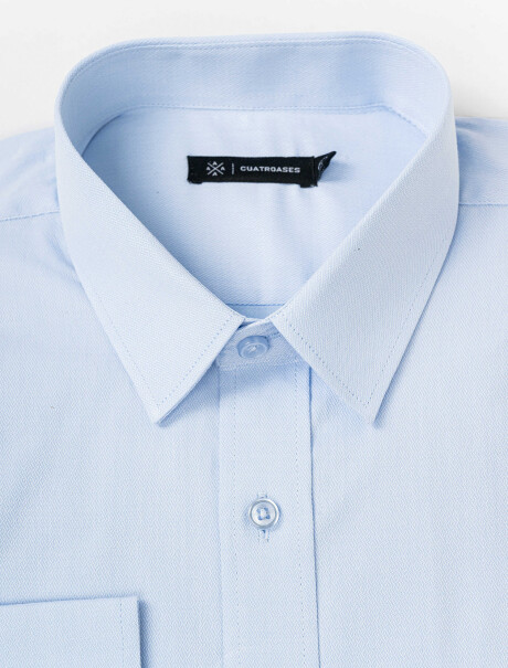 Camisa m/l jacquard celeste