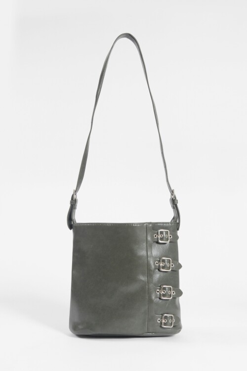 Cartera bandolera hebillas verde