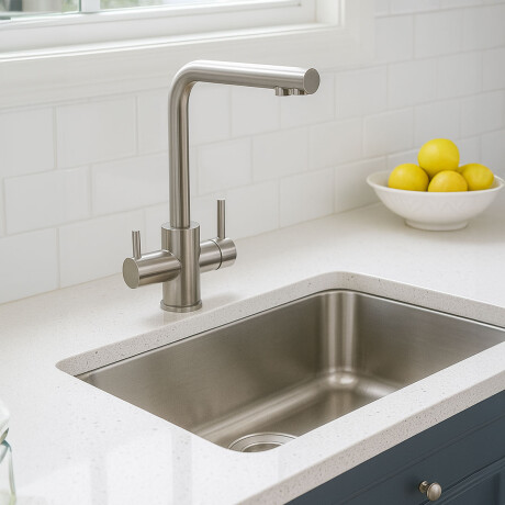 GRIFERIA DE MESADA MONOCOMANDO VISEU DE ACERO INOXIDABLE PARA FILTRO DE AGUA GRIS