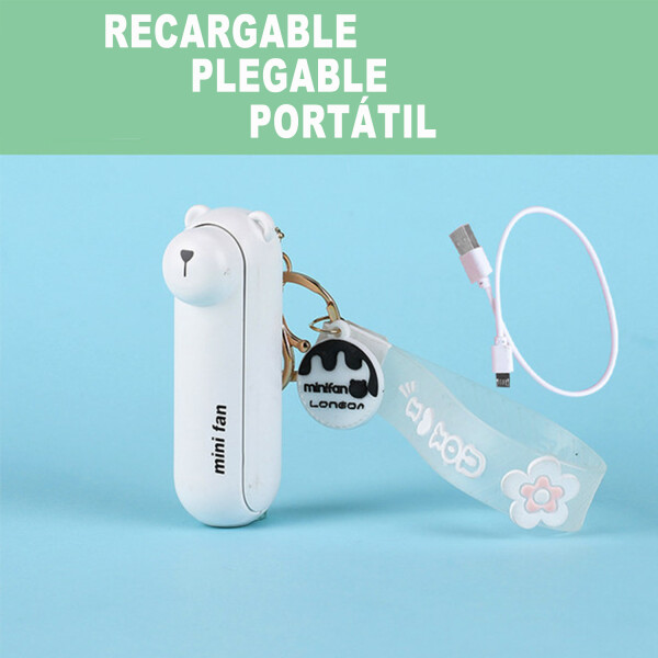 Mini Ventilador 2 en 1 Linterna Portatil Recargable Llavero Variante Color Blanco