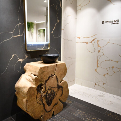 Bacha De Apoyo Negra Mate Veteada 41X33X14.5 Incl Popup GAMAS DE NEGRO