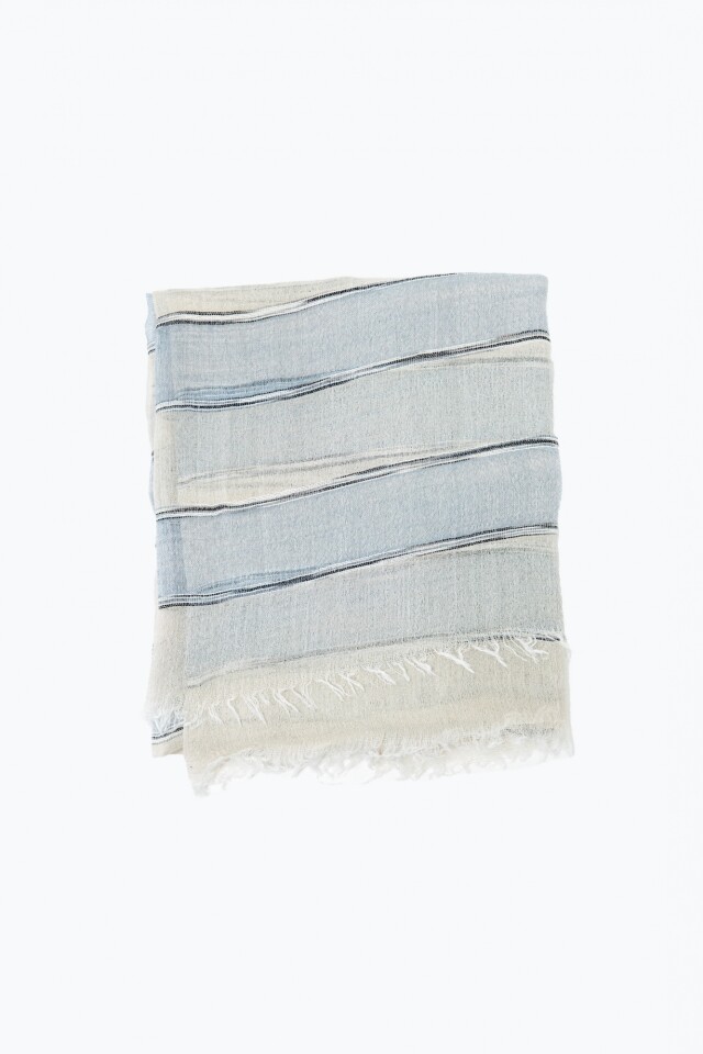 Pashmina rayada celeste