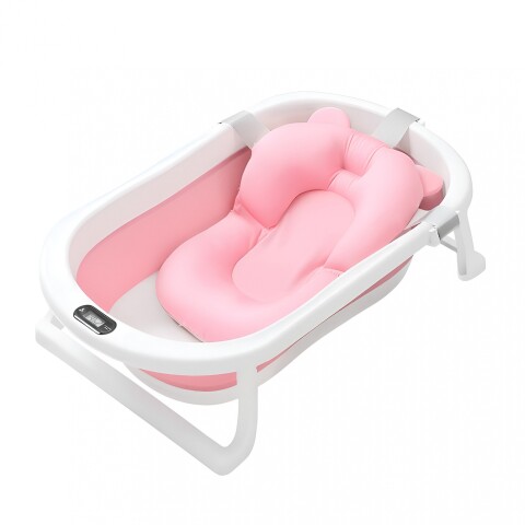 Baño Plegable Termómetro + Colchón Bebé Baby Antideslizante Color Variante Rosado