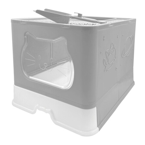 Baño Cerrado Sanitario Gato Bandeja Extraible Y Pala Variante Color Gris