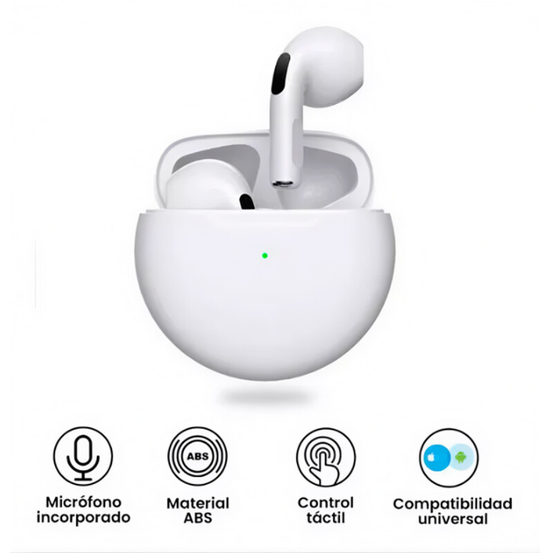 Auriculares bluetooth PRO6 in ear blanco Auriculares bluetooth PRO6 in ear blanco