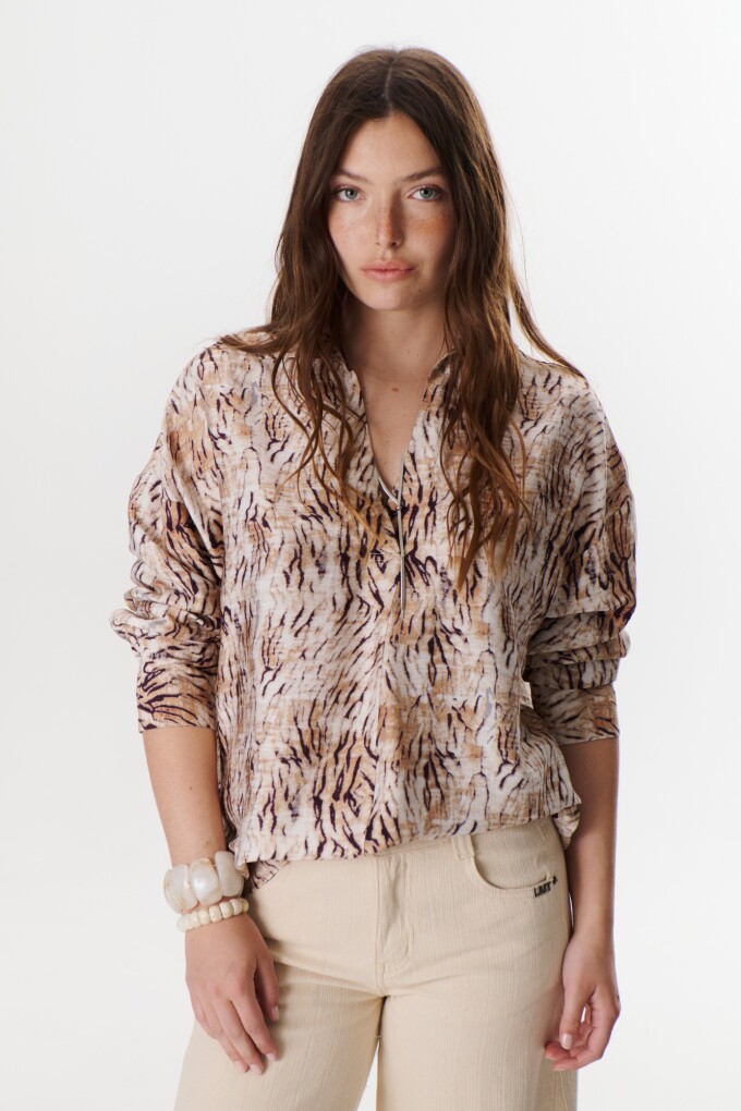 BLUSA HANNA ANIMAL BEIGE