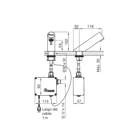 Lavatorio Electronico Inclinado Cromo GRIS
