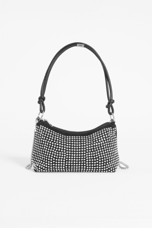 Cartera fiesta strass plateado