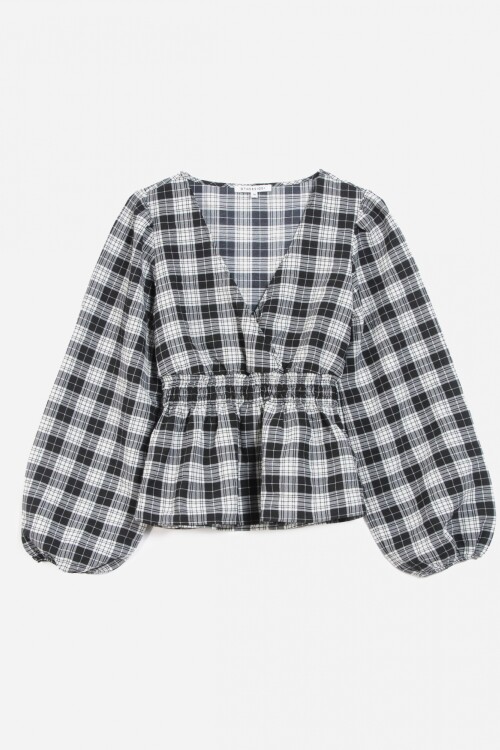 Blusa con frunce BLANCO Y NEGRO