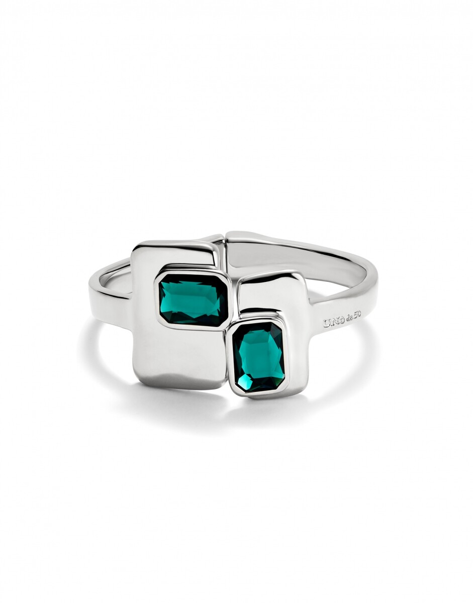 PULSERA RÍ­GIDA BAÑADA EN PLATA DE LEY CON CRISTALES VERDES - Pulsera 