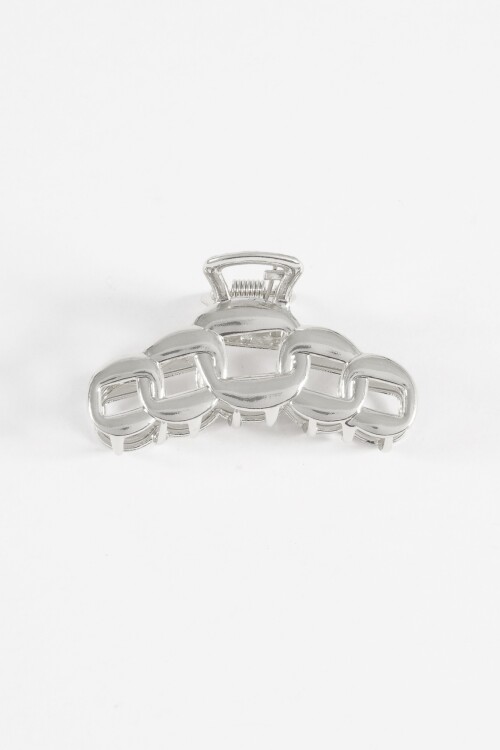 Broche cadena metálico plateado