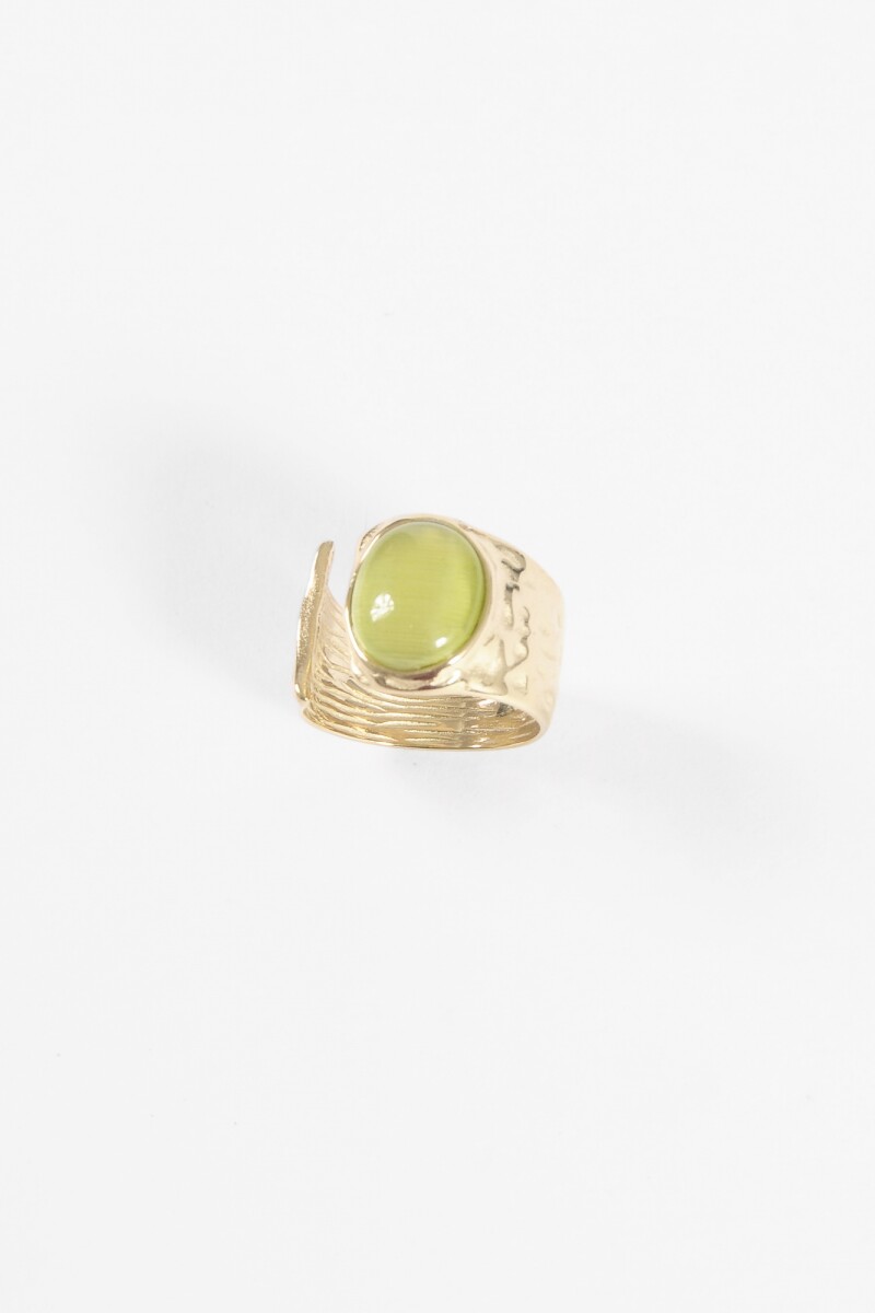 Anillo acero irregular piedra dorado