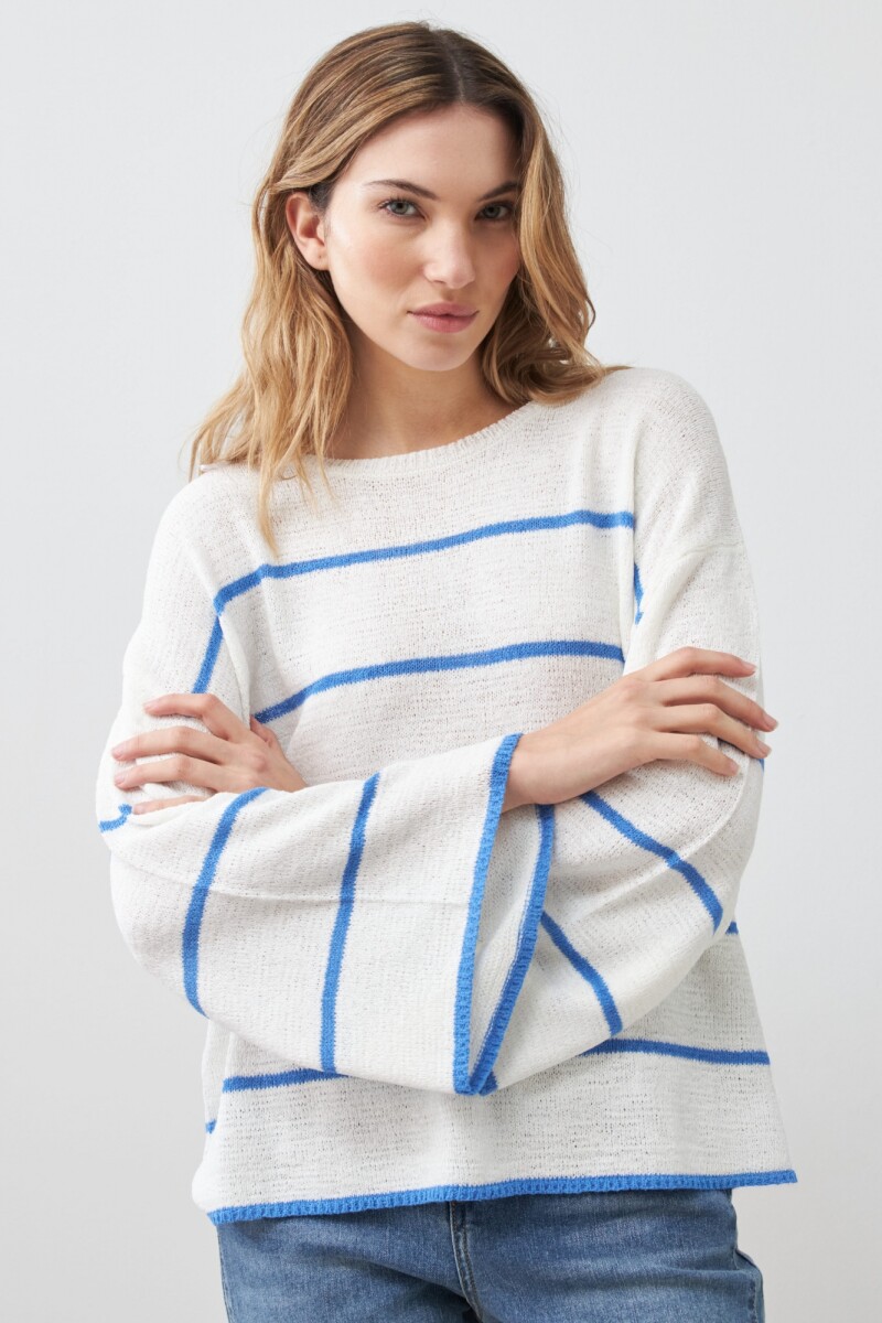 Sweater cinta rayado azul regata