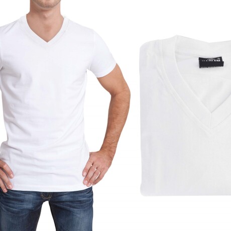 CAMISETA REMERA BLANCA ESCOTE V CAMISETA REMERA BLANCA ESCOTE V