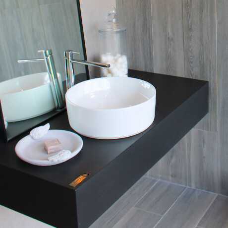 Bacha Circular De Loza Blanca Para Apoyar 40 Diá. 000