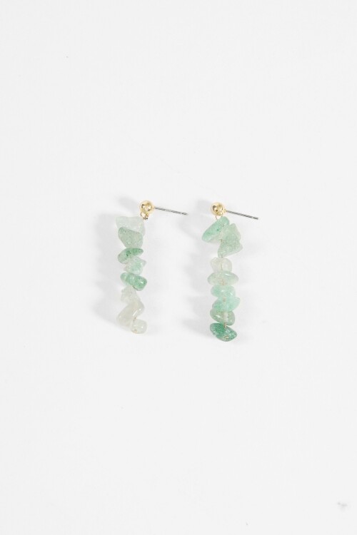 Caravanas largas piedras verde