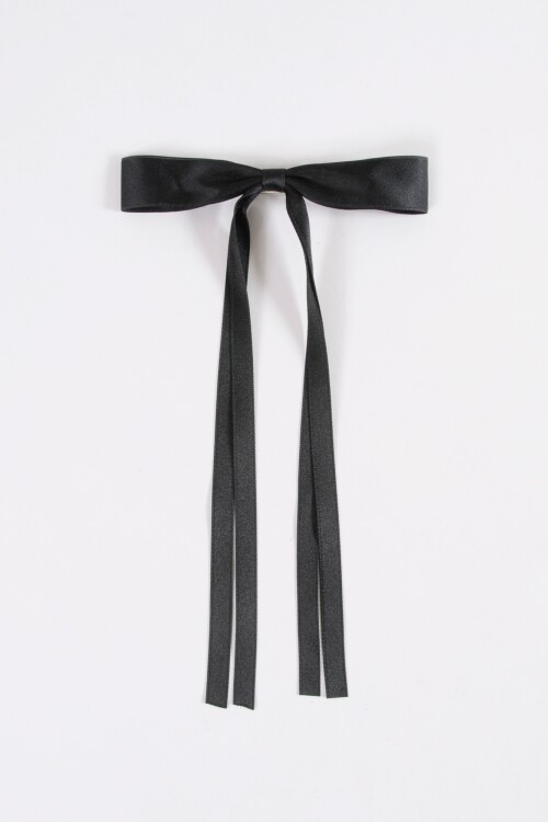 Broche moña larga negro