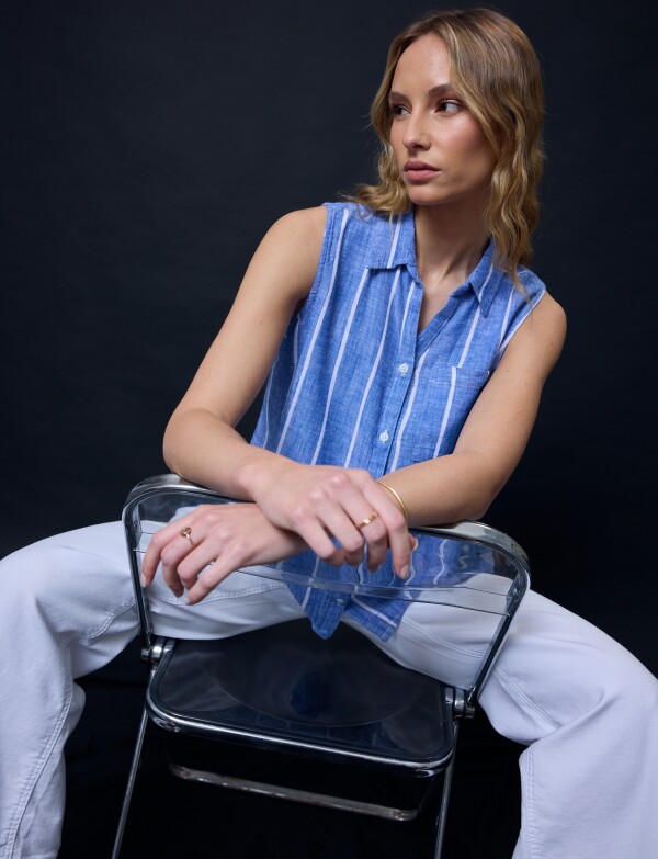 Camisa Lino AZUL/BLANCO