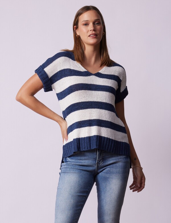 Buzo Lineas AZUL/BLANCO