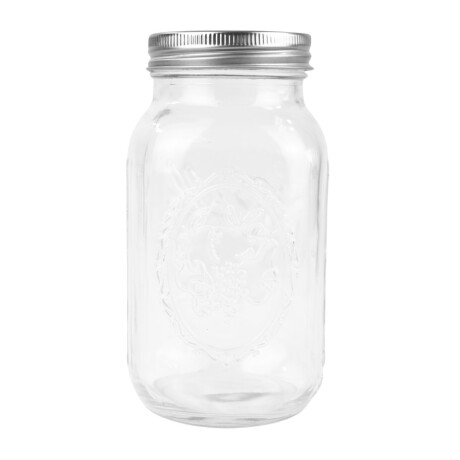 Frasco de vidrio labrado con tapa de metal 750ml Frasco de vidrio labrado con tapa de metal 750ml