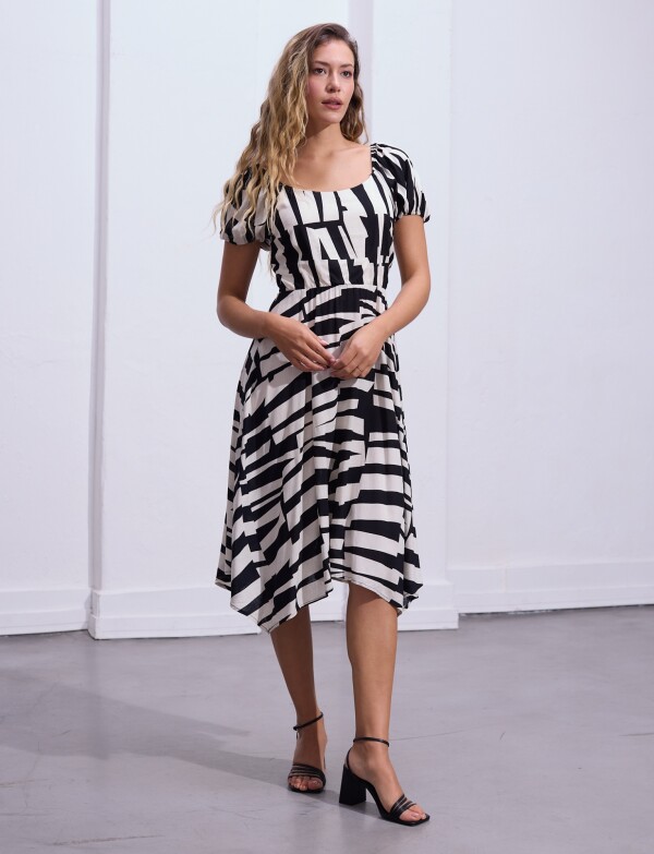 Vestido Printed NEGRO/CRUDO